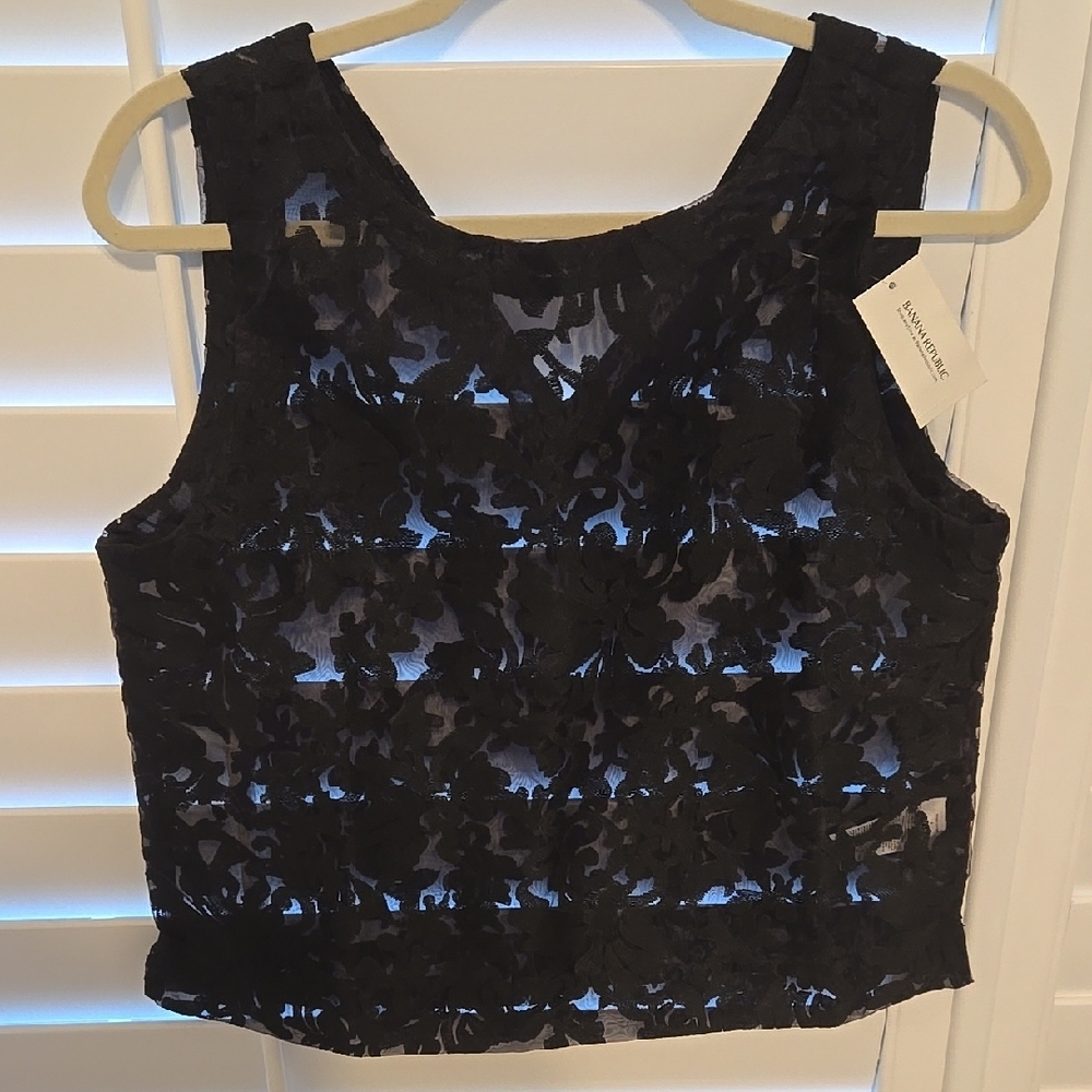 Aritzia Black Embellished Sleeveless Crop Tank Top